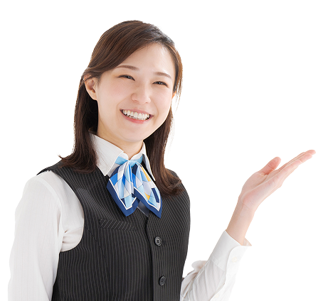 右側を指している女性オペレーターの写真